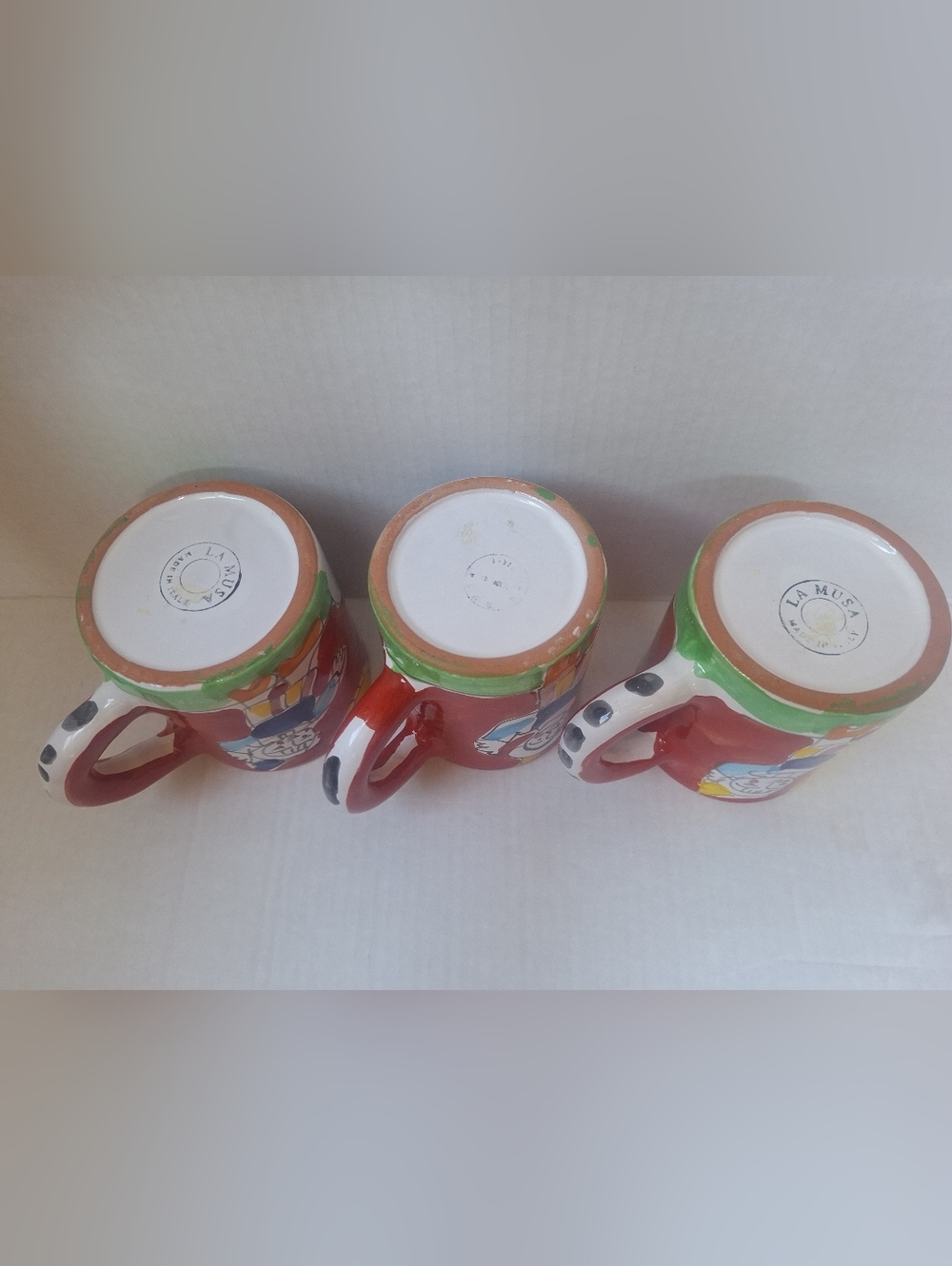 La Musa Ceramiche Christmas Coffee Mugs Hand Painted Holiday Colorful Lot Of 3 - Picture 5 of 6